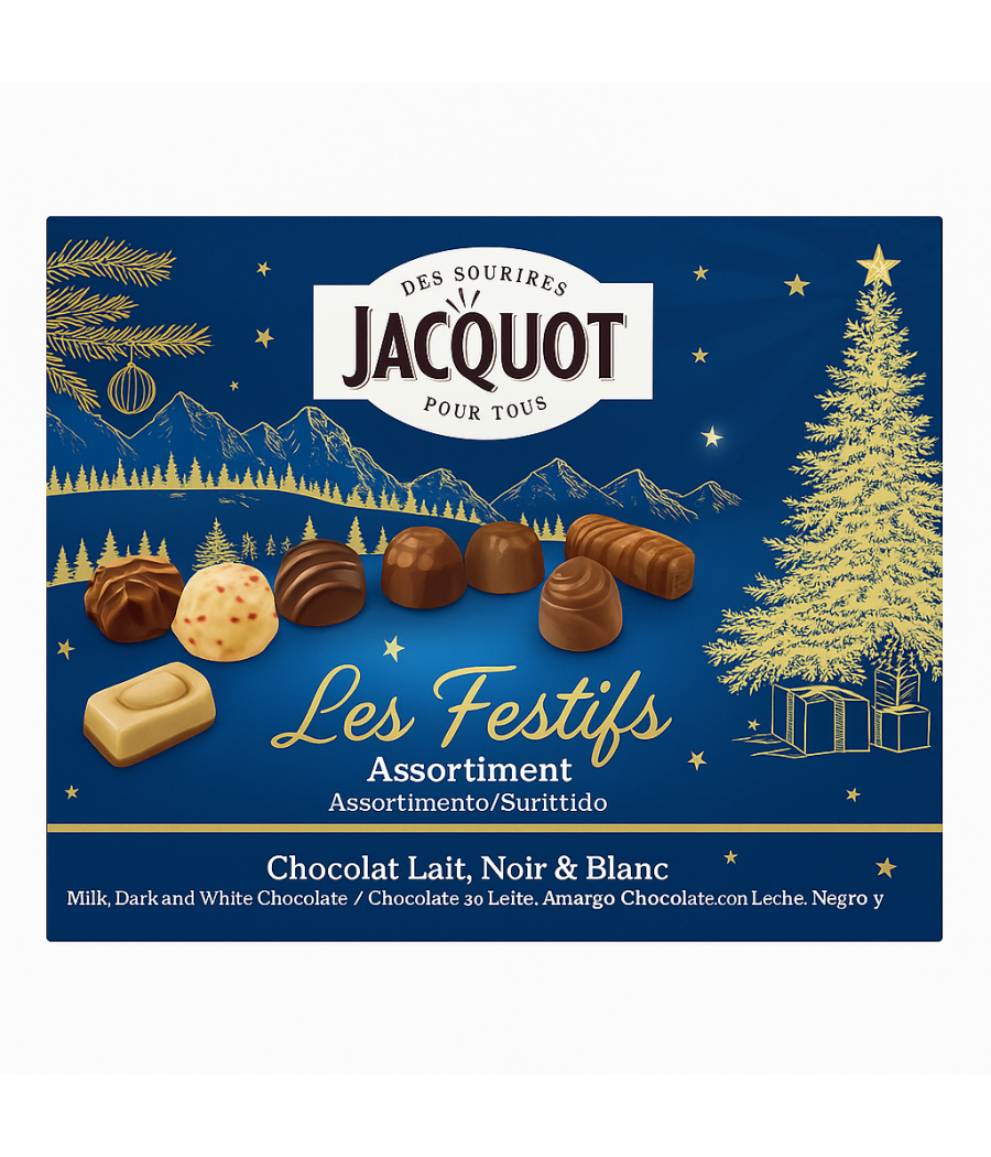 ASSORTISSEMENT DE CHOCOLAT AU LAIT , BLANC ET NOIR JACQUOT 222G