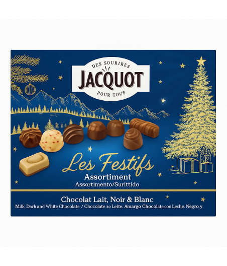 ASSORTISSEMENT DE CHOCOLAT AU LAIT , BLANC ET NOIR JACQUOT 222G