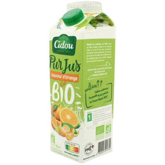PUR JUS ORANGE ET MANDARINE BIO CIDOU 1L