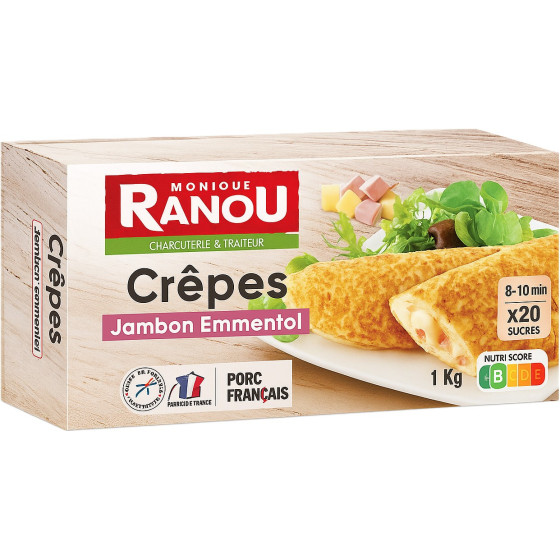 CREPES JAMBON FROMAGE X20 SURGELEES MONIQUE RANOU 1KG