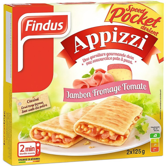 APPIZZI JAMBON FROMAGE TOMATE FINDUS 2X125G