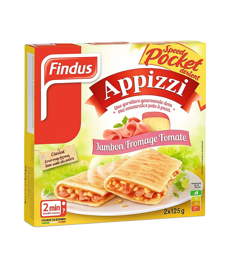 APPIZZI JAMBON FROMAGE TOMATE FINDUS 2X125G