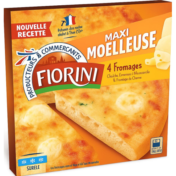 PIZZA MAXI MOELLEUSE 4 FROMAGES SURGELEE FIORINI 600G
