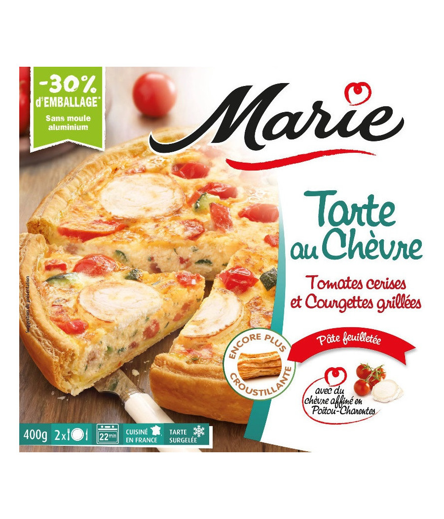 TARTE AU CHEVRE TOMATES CERISES ET COURGETTES GRILLEES MARIE 400G