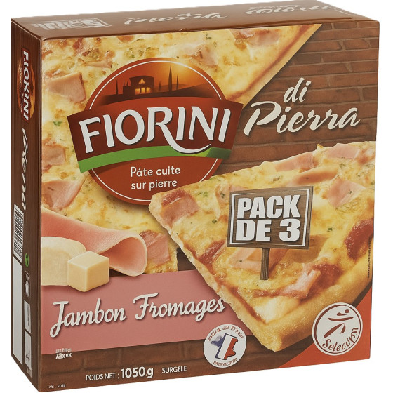 PIZZA DI PIERRA JAMBON FROMAGE PACK DE 3 FIORINI 1050G