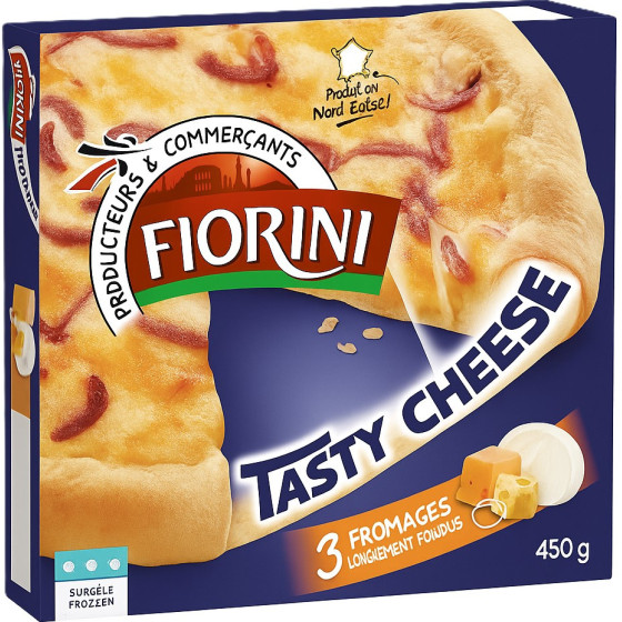 PIZZA TASTY CHEESE 3 FROMAGES OIGNONS ROUGES FLORINI 450G
