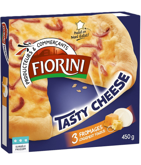 PIZZA TASTY CHEESE 3 FROMAGES OIGNONS ROUGES FLORINI 450G