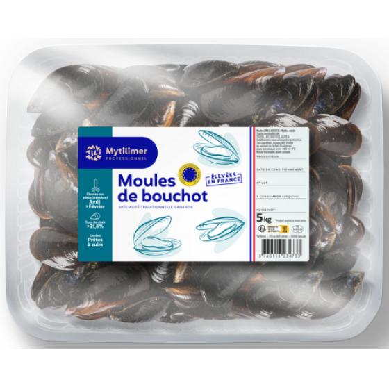 MOULE DE BOUCHOT DE LA BAIE DU MONT ST MICHEL SOUS ATMOSPHERE AOP ELEVAGE FRANCE BARQUETTE 5 KG PA...