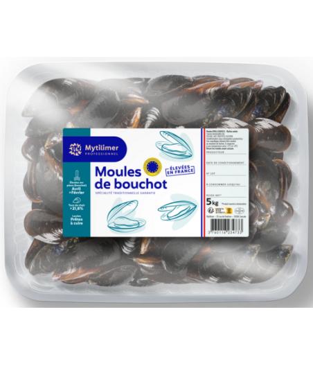 MOULE DE BOUCHOT DE LA BAIE DU MONT ST MICHEL SOUS ATMOSPHERE AOP ELEVAGE FRANCE BARQUETTE 5 KG PA...