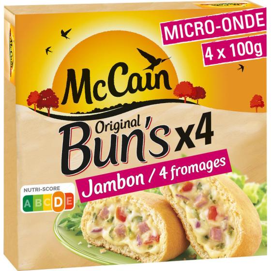 BUNS JAMBON ET 4 FROMAGES MCCAIN  4X100G