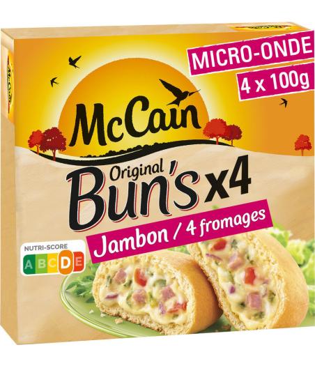 BUNS JAMBON ET 4 FROMAGES MCCAIN  4X100G