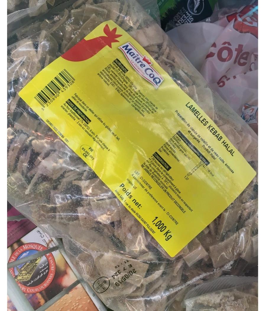 LAMELLE KEBAB HALAL MAITRE COQ 1KG