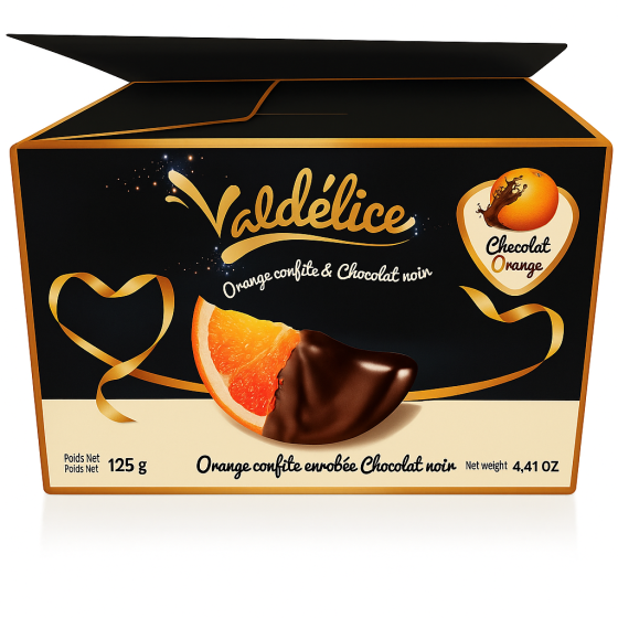 ORANGE CONFITE ET CHOCOLAT NOIR VALDELICE 125G