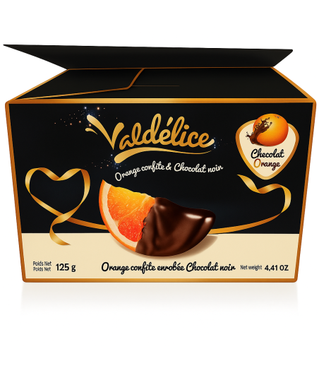 ORANGE CONFITE ET CHOCOLAT NOIR VALDELICE 125G