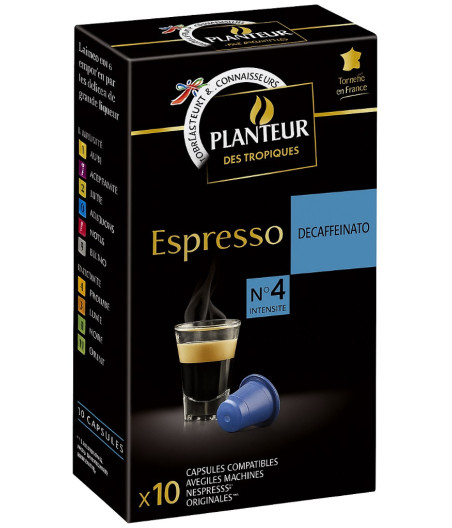 CAPSULES CAFE ESPRESSO DECAFEINE PLANTEUR DES TROPIQUES 52G