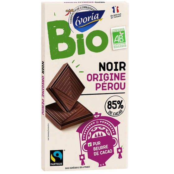 TABLETTE DE CHOCOLAT NOIR IVORIA BIO PEROU 85% 100G