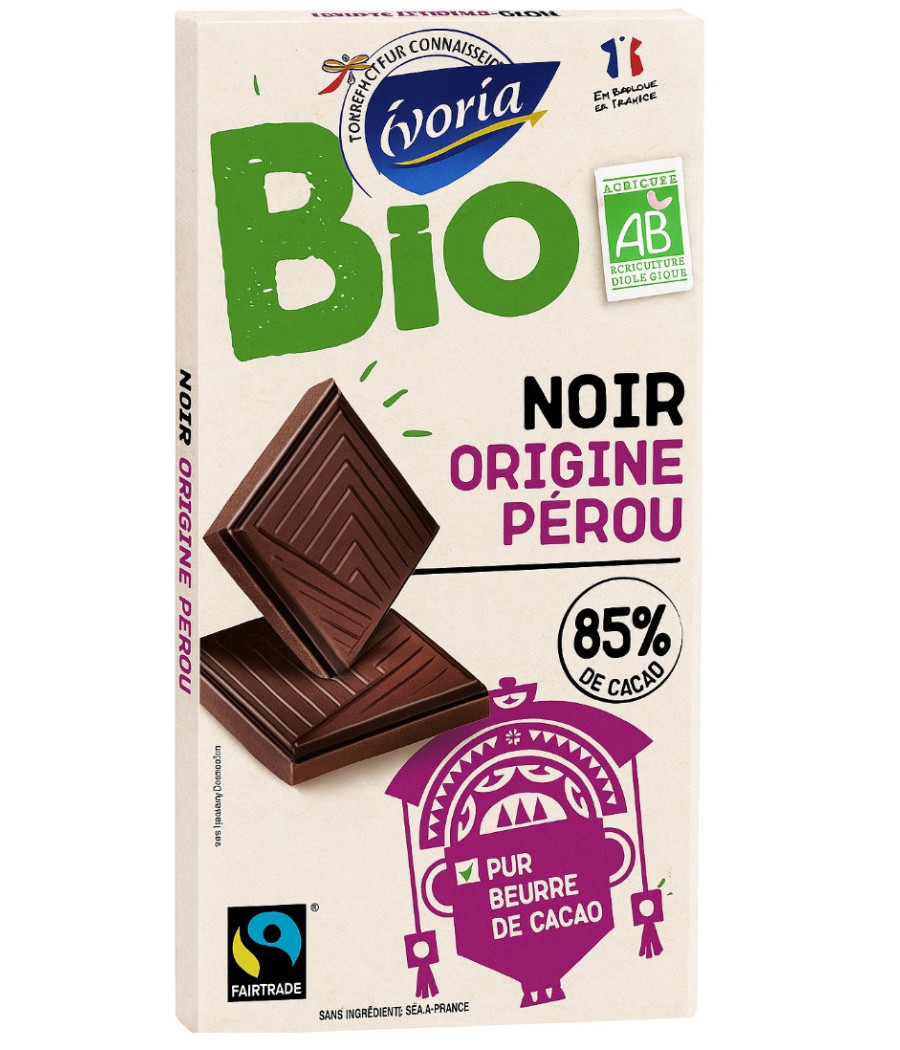 TABLETTE DE CHOCOLAT NOIR IVORIA BIO PEROU 85% 100G