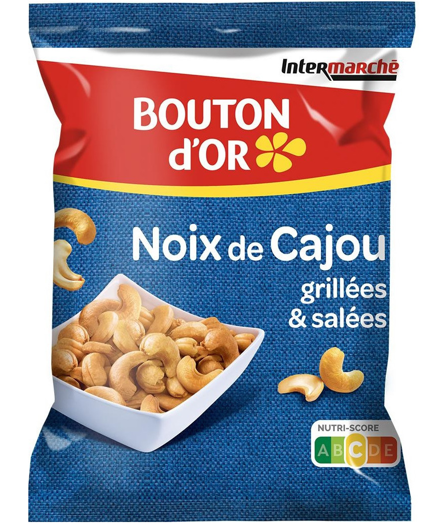 NOIX DE CAJOU GRILLEES SANS SEL AJOUTE BOUTON D'OR 125G