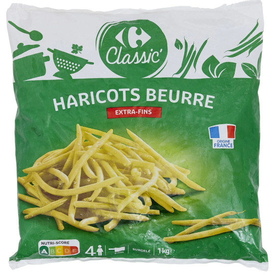 HARICOTS BEURRE EXTRA-FINS CARREFOUR 1KG