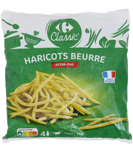 HARICOTS BEURRE EXTRA-FINS CARREFOUR 1KG