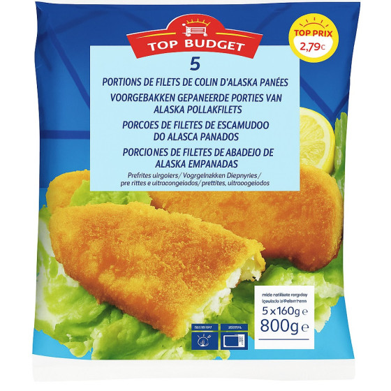 PORTIONS DE FILETS DE COLIN D\'ALASKA ENROBEES DE CHAPELURE CROUSTILLANTE 800 G