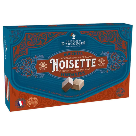 BOUCHES DE CHOCOLAT NOIR ? LAIT AUX NOISETTES CHEVALIER D'ARGOUGES 140G