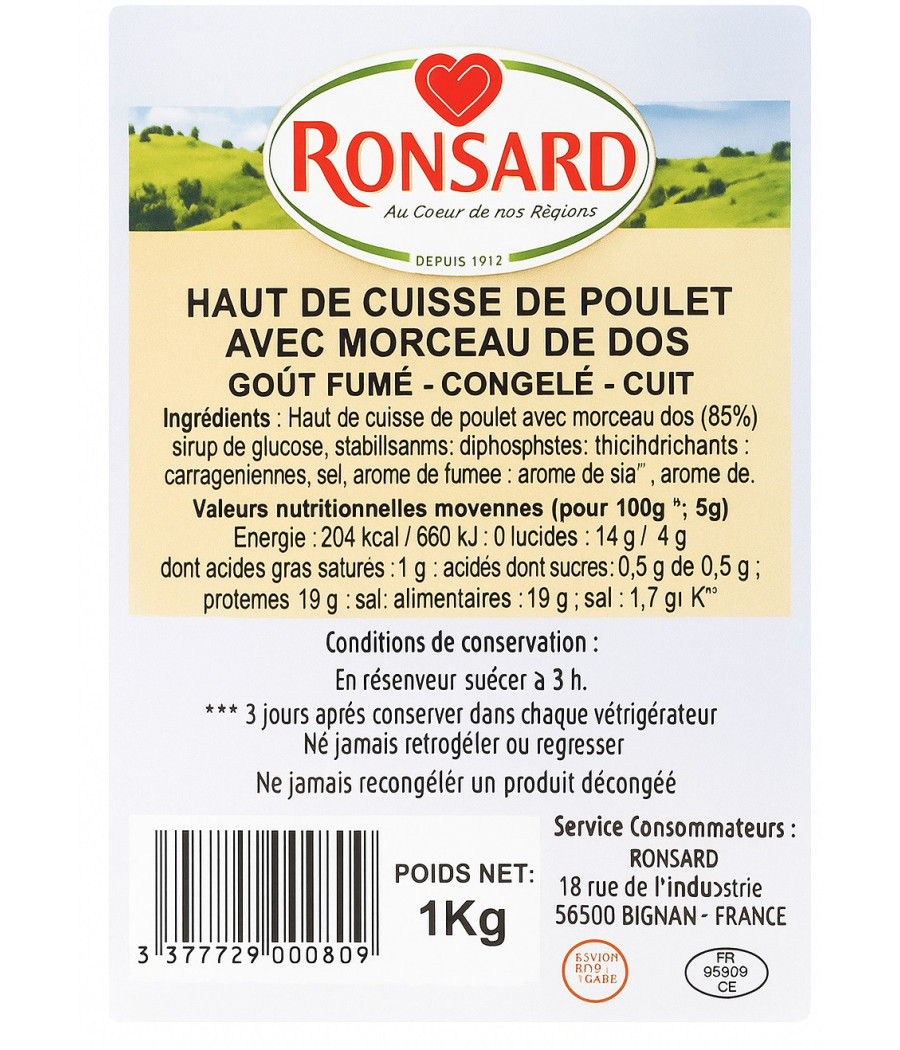 HAUT DE CUISSE DE POULET AVEC MORCEAU DE DOS GOUT FUME