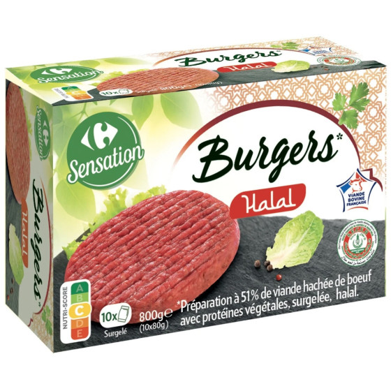 STEAK BURGERS HALAL CARREFOUR 10X80G