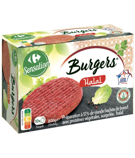 STEAK BURGERS HALAL CARREFOUR 10X80G