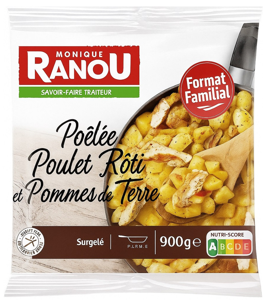 POELEE POULET ROTI ET POMMES DE TERRE MONIQUE RANOU 900G