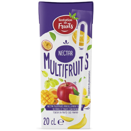 JUS DE FRUITS NECTAR MULTIFRUITS TENTATION DE FRUITS 20CL