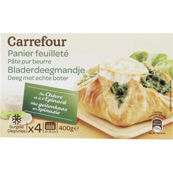 PANIERS FEUILLETES CHEVRE EPINARDS CARREFOUR 400G