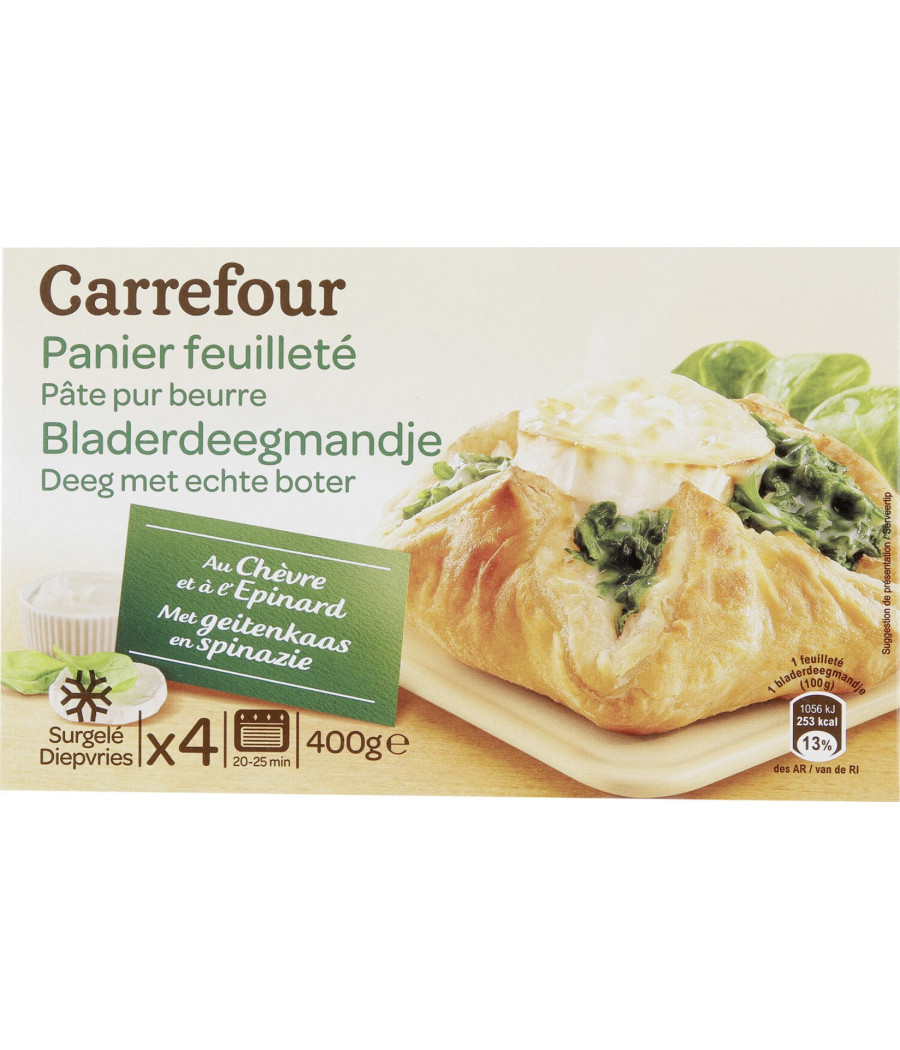 PANIERS FEUILLETES CHEVRE EPINARDS CARREFOUR 400G
