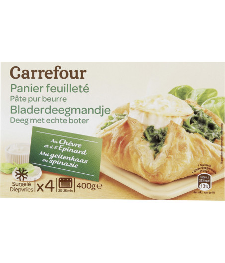 PANIERS FEUILLETES CHEVRE EPINARDS CARREFOUR 400G