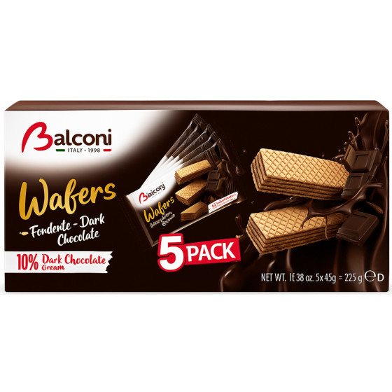 GAUFRETTE CHOCOLAT NOIR BALCONI 5X45G SOIT 225G