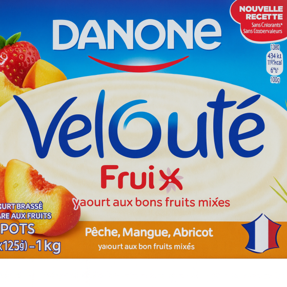 VELOUTE FRUIX MANGUE, FRAISE, PECHE, FRAMBOISE 1.5 KG (12 X 125 G)