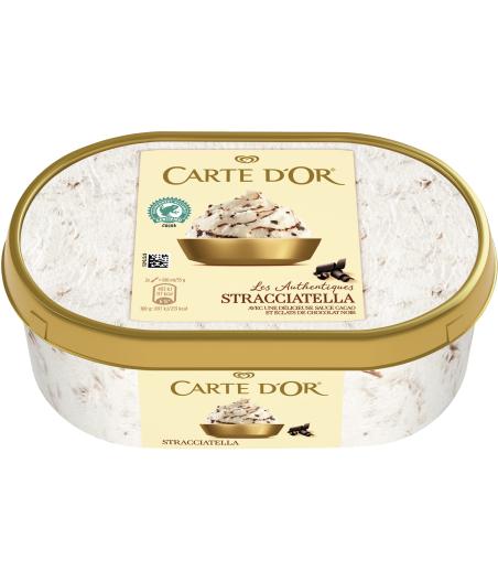 CARTE D'OR LES AUTHENTIQUES GLACE STRACCIATELLA BAC 550 G