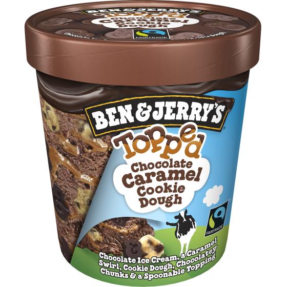 GLACE  BEN & JERRY'S CHOCOLATE CARAMEL POT TOPPED   421 G