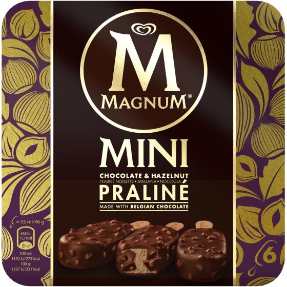 Mini Bâtonnet glacé Magnum chocolat  HAZELNUT PRALINE 276 G
