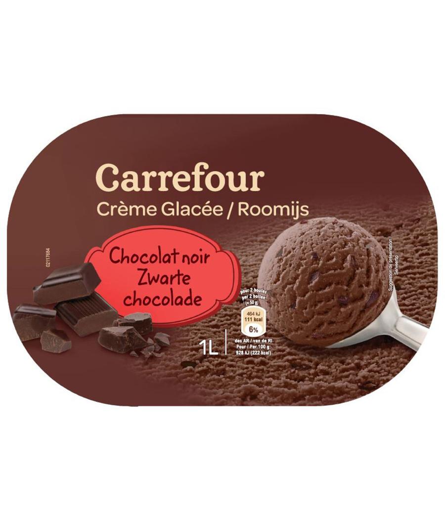 CREME GLACEE AU CHOCOLAT NOIR CARREFOUR 1L