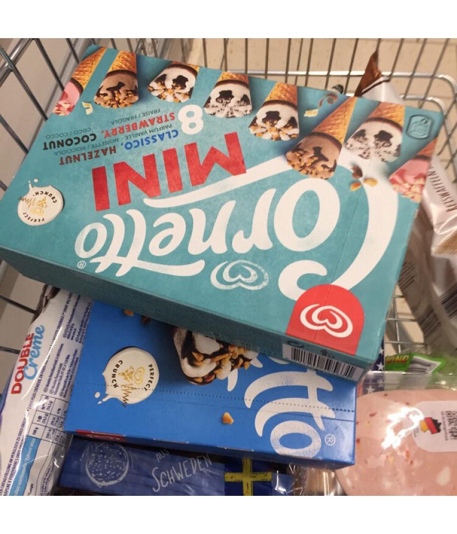 GLACE MINI CORNET VANILLE FRAISE COCO NOISETTE CORNETTO X8 288G