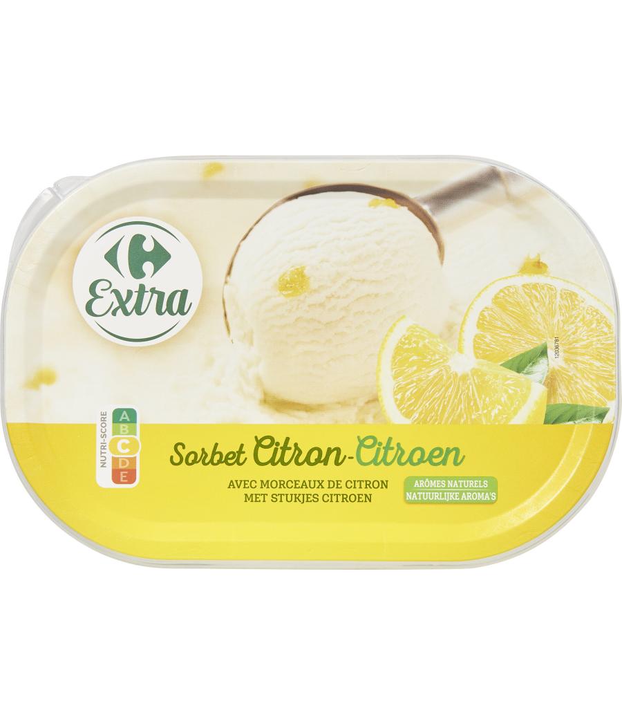 SORBET CITRON AVEC MORCEAUX CARREFOUR 606G