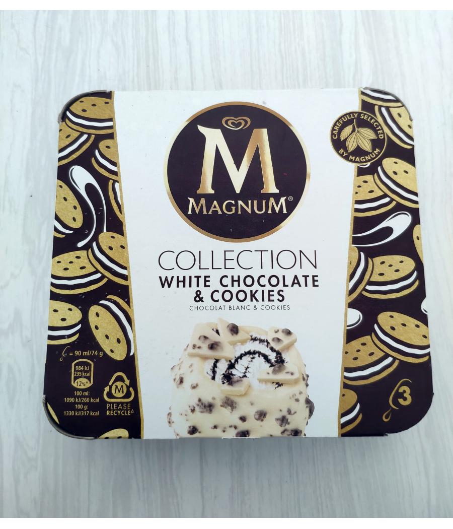 GLACE CHOCOLAT BLANC ET COOKIES MAGNUM X3 222G
