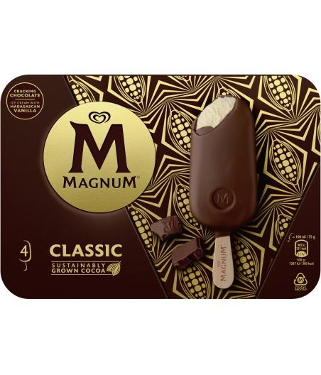 GLACE VANILLE ET CHOCOLAT CLASSIC MAGNUM X4 300G