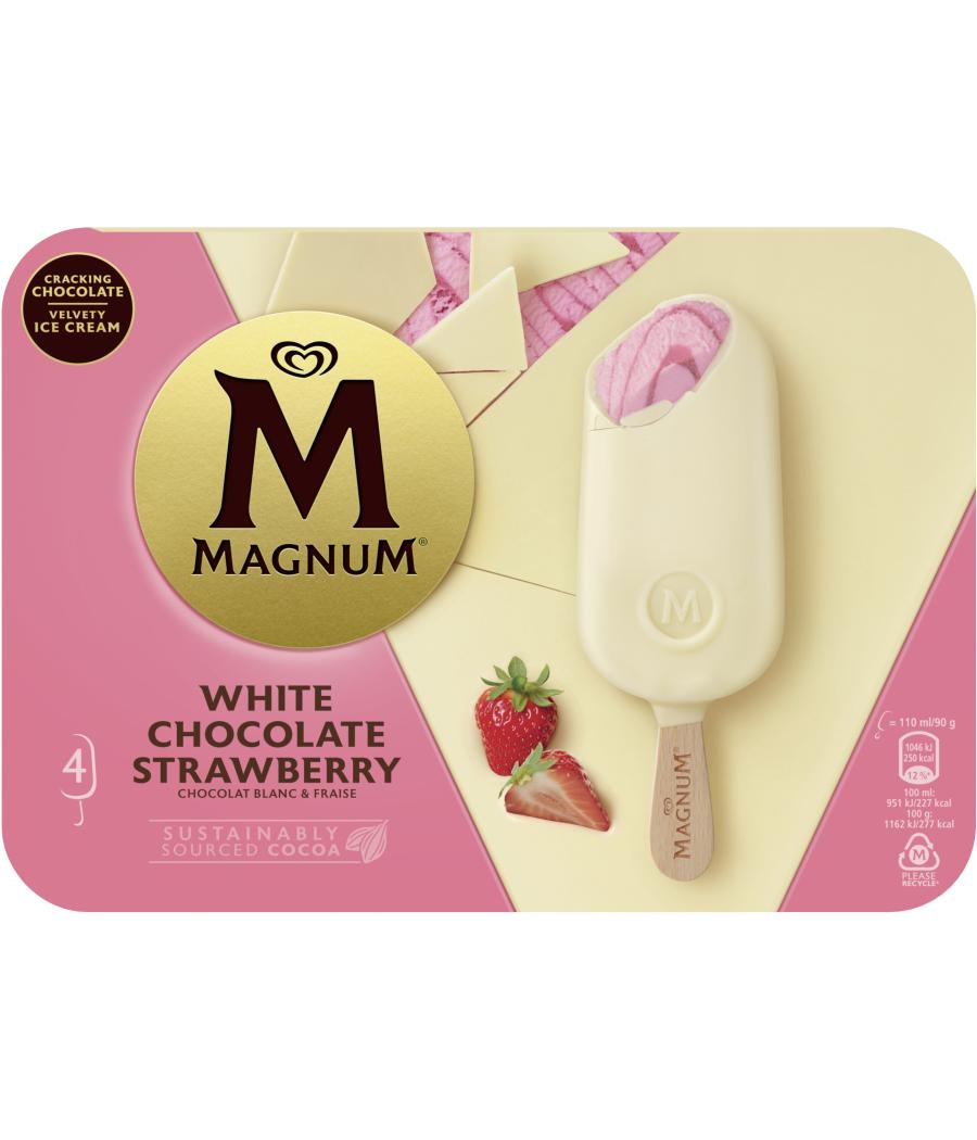 MAGNUM GLACE BATONNET CHOCOLAT BLANC & FRAISE 4X110ML 360 G