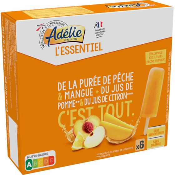 L'ESSENTIEL - BATONNETS  FRUITS PECHE MANGUE 6 X 60 ML