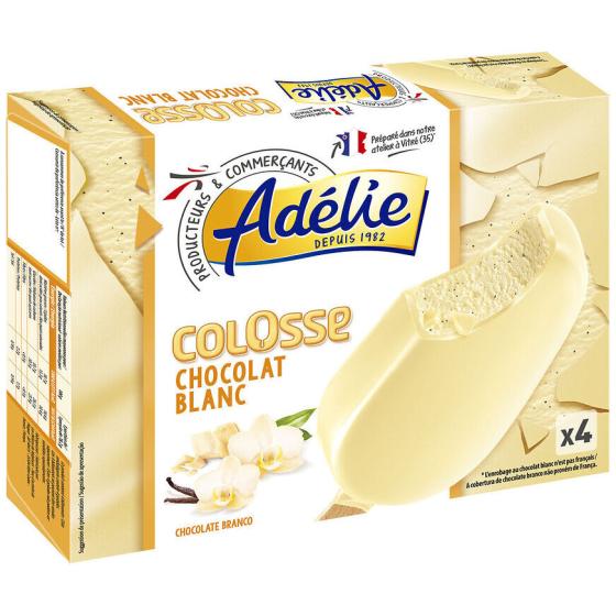 GLACE COLOSSE VANILLE CHOCOLAT BLANC ADELIE X4 480G