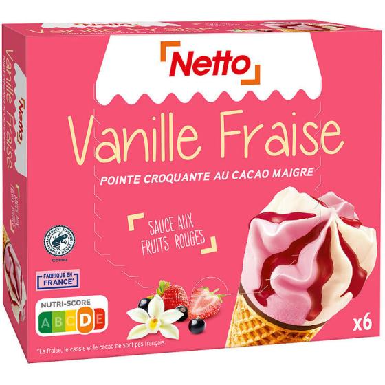 CONE VANILLE - FRAISE SAUCE AUX FRUITS ROUGES X6 - 120ML 720G