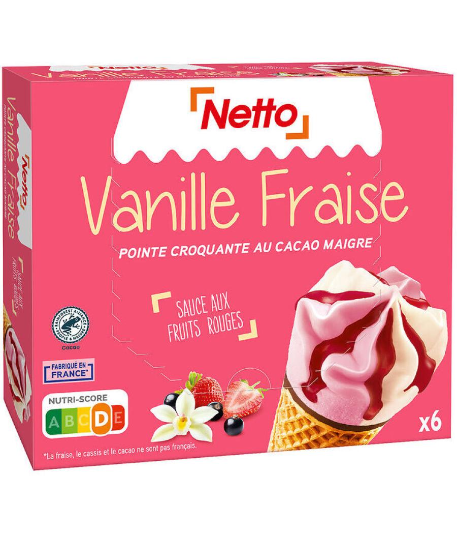 CONE VANILLE - FRAISE SAUCE AUX FRUITS ROUGES X6 - 120ML 720G