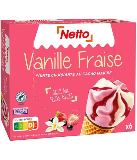 CONE VANILLE - FRAISE SAUCE AUX FRUITS ROUGES X6 - 120ML 720G